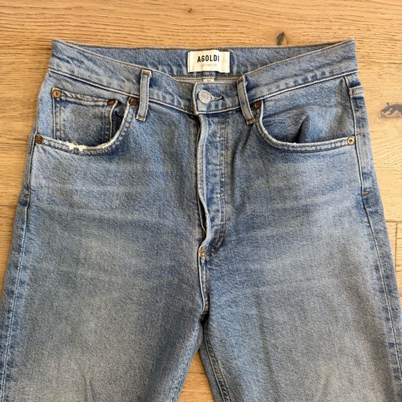 Agolde Riley High Rise Straight Crop Distressed Jeans - Picture 7 of 13